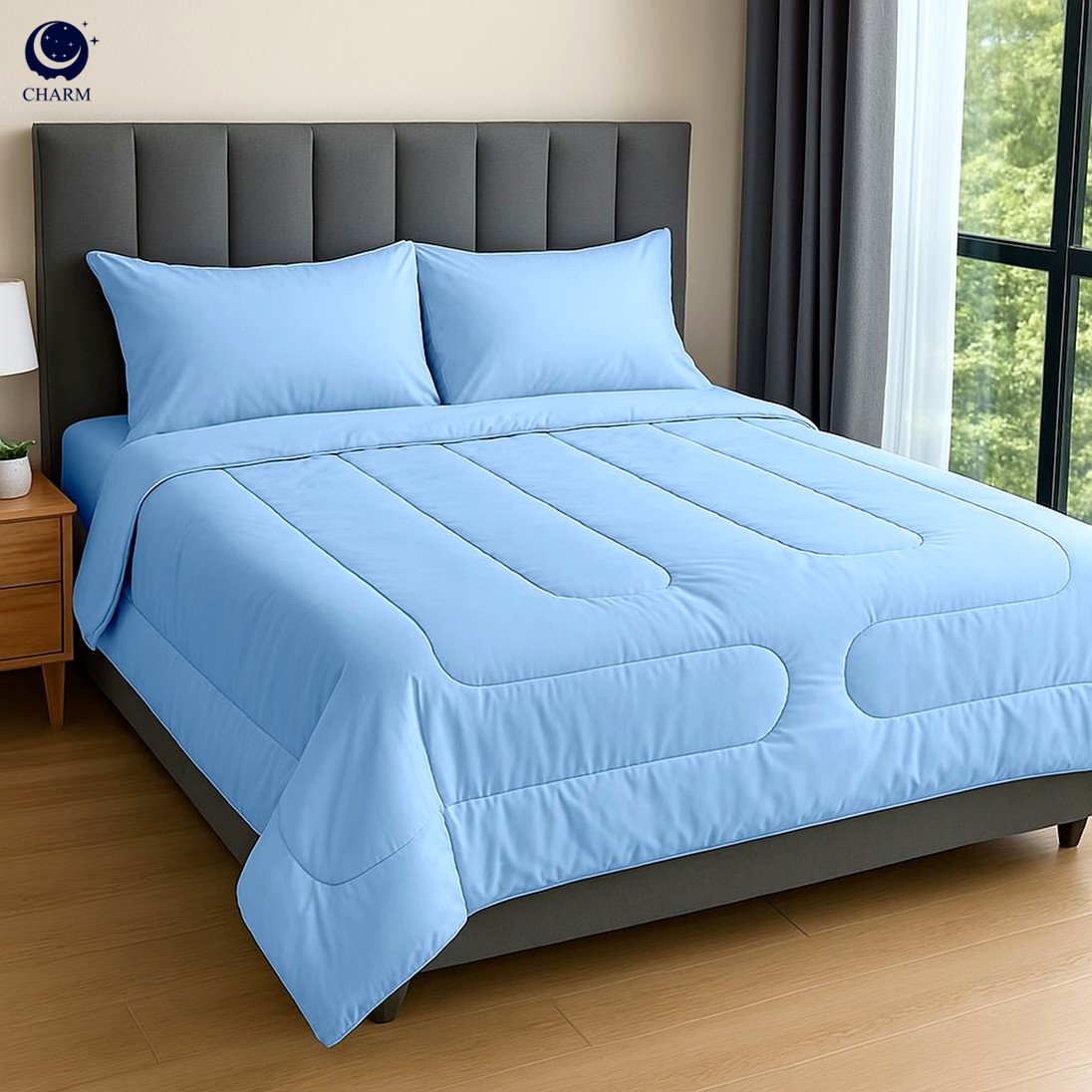CHARM ชุดผ้าปูที่นอนพร้อมนวม 6 ฟุต 6 ชิ้น – สี OCEAN BLUE คอลเลคชั่น CLASSIC_0